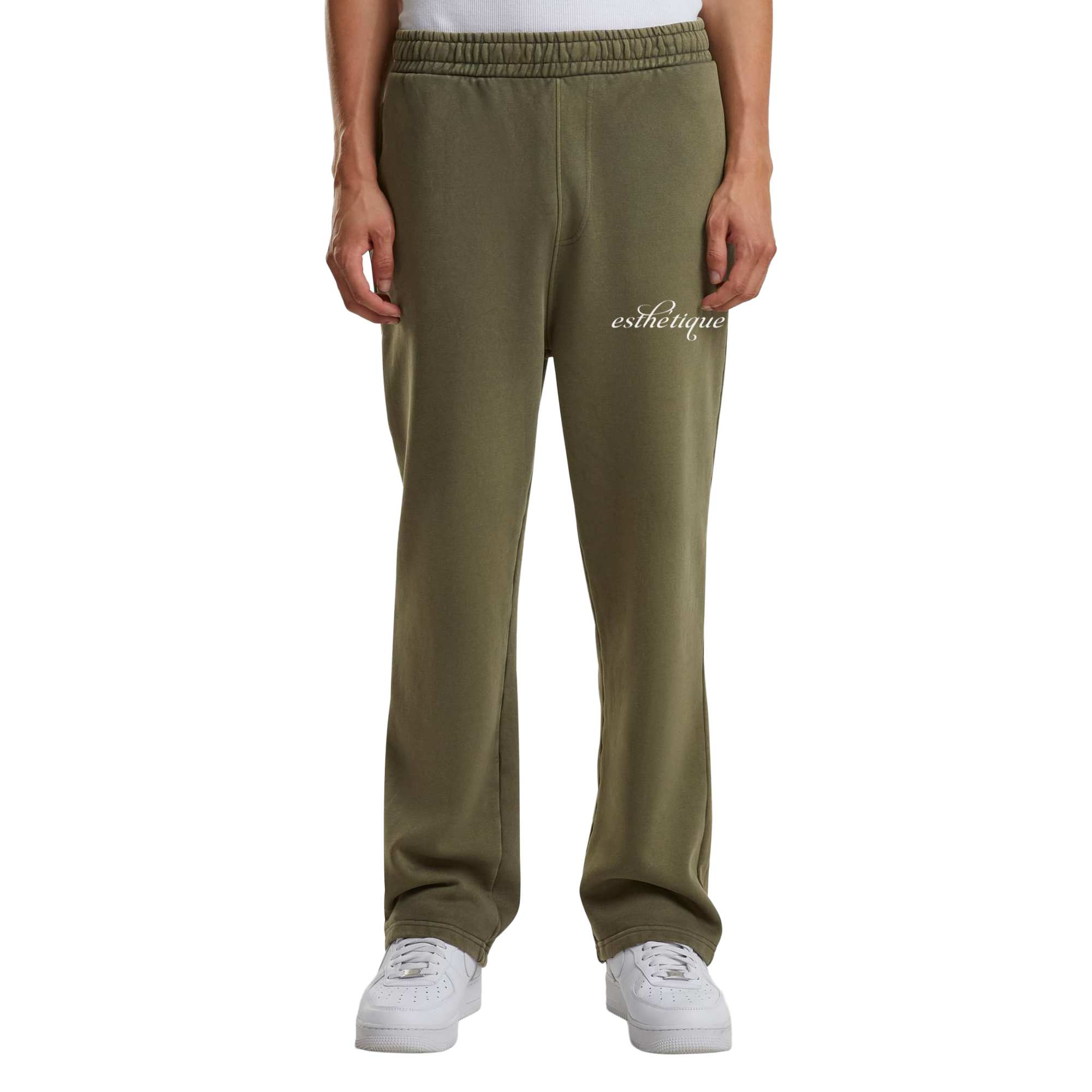 Grüner Vintage-Washed Jogger mit Ésthétique-Washed-Print auf der Vorderseite